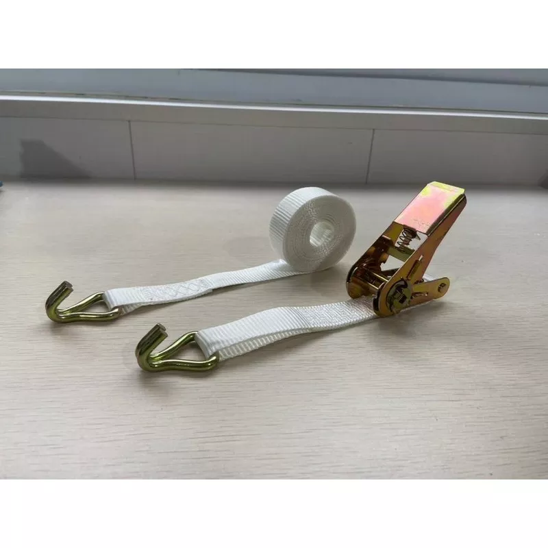 1 x 15FT Ratchet Strap Tie Down Cargo Trailer StrapWhite & Black 1,500 lb Capacity RS115