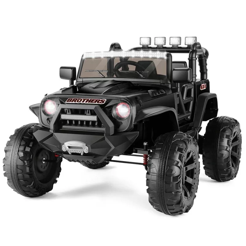 2-Seater 24V Electric Ride-On Truck for Kids with Parental Remote Control – US Version Black