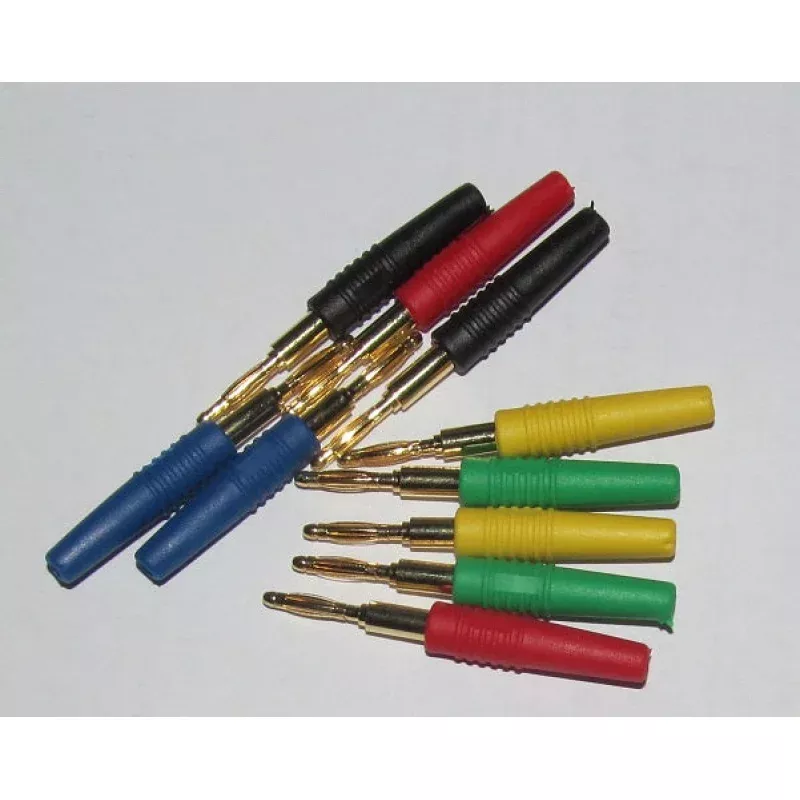 2mm Banana Plug. Family pack. Ten items Coloured