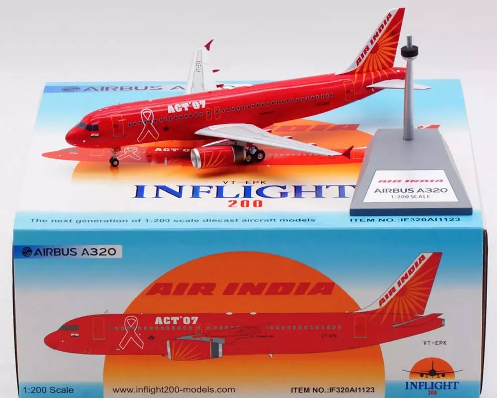 Air India A320 Gear Scheme, w/stand VT-EPK 1:200 Scale Inflight IF320AI1123