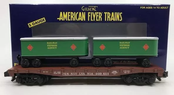 American Flyer 6-47985 S Railway Express Agency Piggyback Flatcar with Trailers
