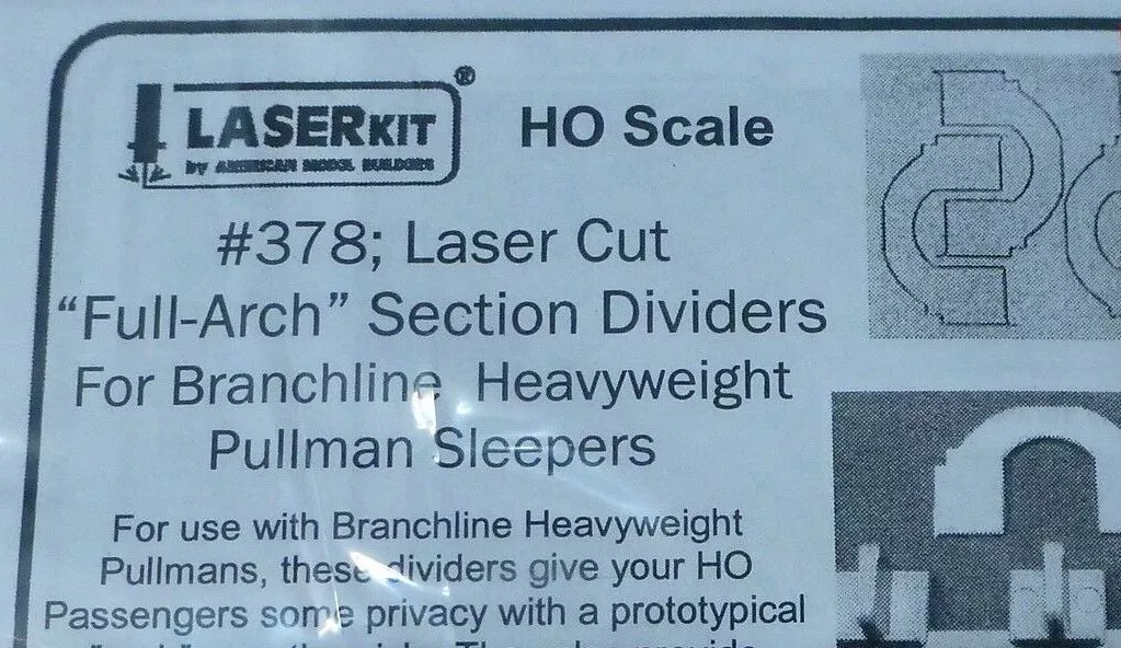 American Model Builders 378 HO Scale Partition Arches for Branchline Heavyweights
