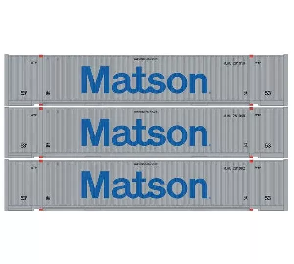 Athearn 1210 HO Scale 53′ Jindo Intermodal Container Matson MLHU