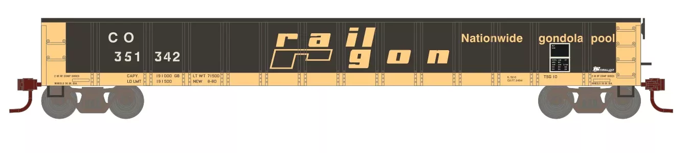 Athearn 6621 N Scale 52′ Mill Gondola Ex-Railgon Chessie System C&O 351342