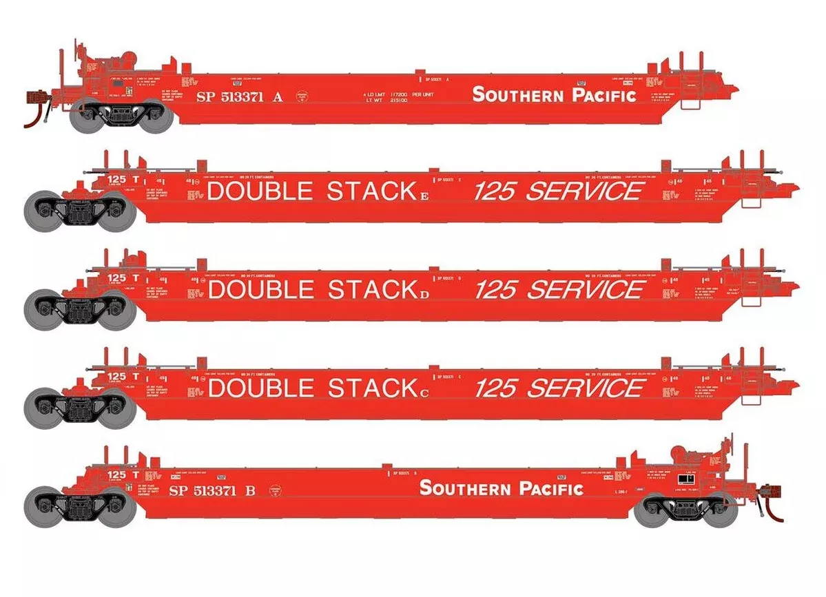 Athearn Genesis G1032 HO Scale Maxi II 5 Unit Well Car Southern Pacific SP 513371