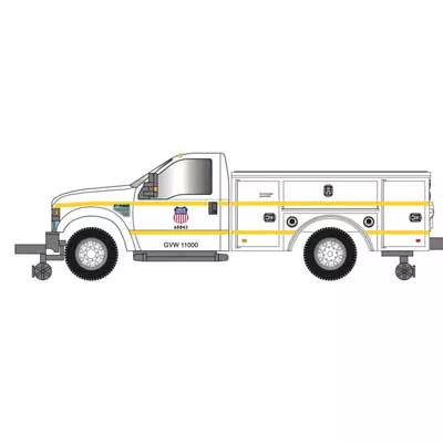 Atlas 30000172 2008 Ford(R) F-350 Hi-Rail Pickup Truck - Assembled -- Union Pacific (white, red, blue, yellow) HO Scale