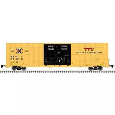 Atlas Model Railroad 20005918 HO Scale Gunderson 7550 Double Plug-Door Boxcar – Ready to Run – Master(R) — TTX TBOX 664211 (yellow, black, red TTX and Next Load, Any Road Logos)