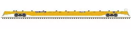 Atlas Model Railroad 20006115 HO Scale ACF 89′ F89-J Flatcar with Deck Risers – Ready to Run — PTTX 600963 (2000s yellow, black, Conspicuity Stripes)