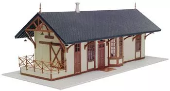 Atlas Model Railroad 720 HO Scale Maywood Train Station — Kit – 9-1/4 x 4-1/4 x 3″ 23.1 x 10.6 x 7.5cm (tan w/brown trim)
