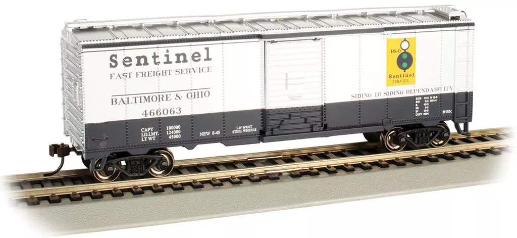 Bachmann 16005 Pullman-Standard PS-1 40' Steel Boxcar - Ready to Run - Silver Series(R) -- Baltimore & Ohio #466063 (Sentinel Service) HO Scale