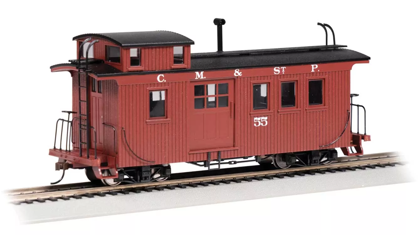 Bachmann 26702 Wood Side-Door Caboose - Ready to Run - Spectrum(R) -- Bellevue & Cascade #55 (Boxcar Red) On30 Scale
