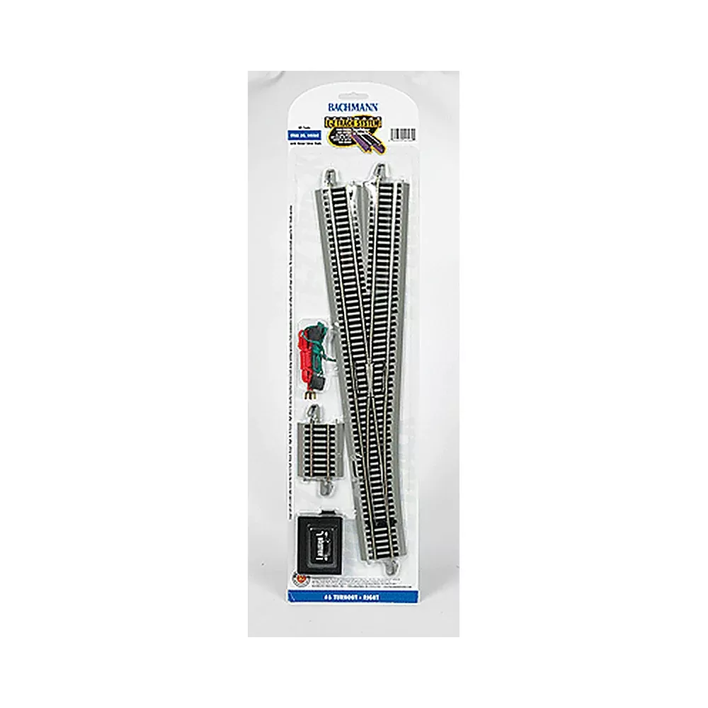 Bachmann 44560 HO Scale E-Z Track Turnout Nickel Silver Gray Roadbed #