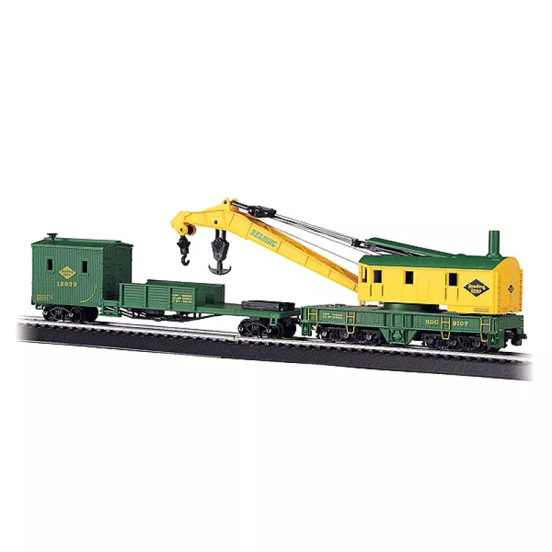 Bachmann HO 16110 250-Ton Steam Crane Car with Boom Tender, Reading