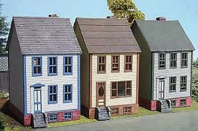 Branchline Trains 838 N Scale Laser-Art Kit — Row Houses pkg(3)
