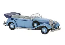 Brekina 21057 1938 Mercedes-Benz 770K Limousine Convertible – Assembled — Top Down (light blue) HO Scale
