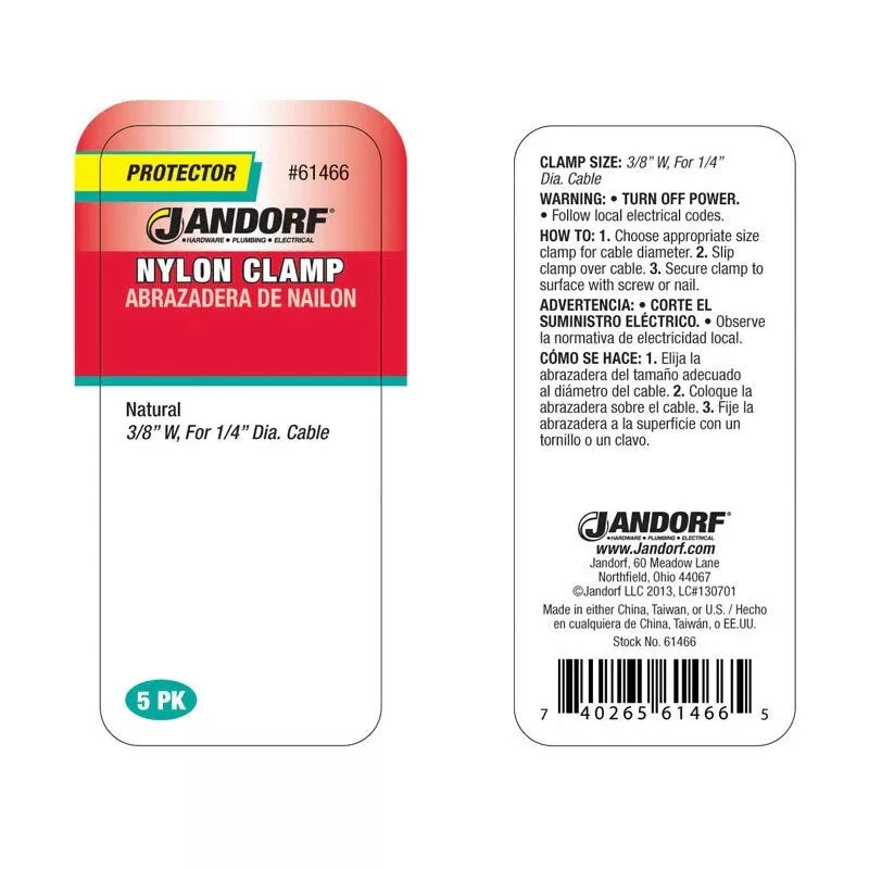CLAMP Nylon Nat 3/8×1/4 5 PK