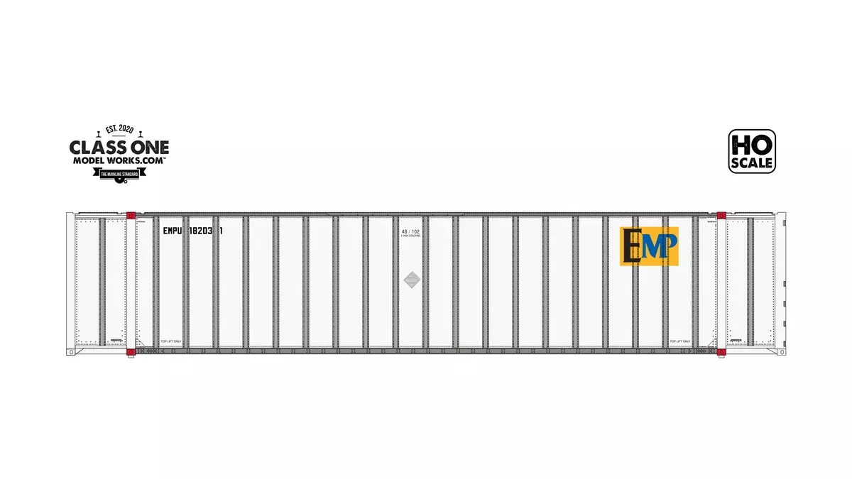 Class One Model Works HO Scale Hyundai 48′ Container Equipment Managing Pool EMPU Single