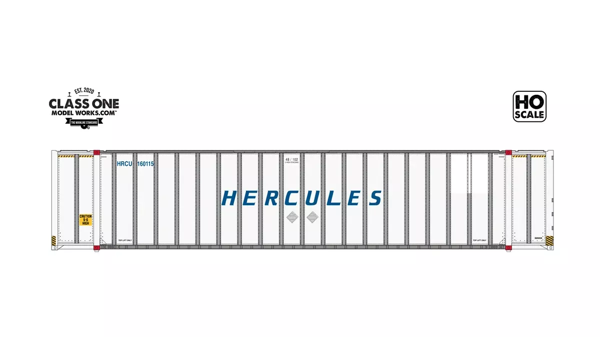 Class One Model Works HO Scale Hyundai 48′ Container Hercules HRCU 160115 / 160121