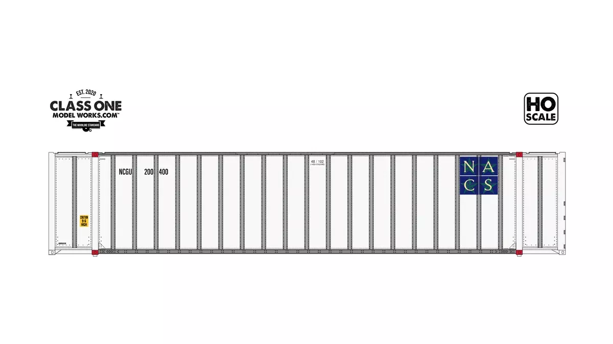 Class One Model Works HO Scale Hyundai 48′ Container North American Container System NCGU Single