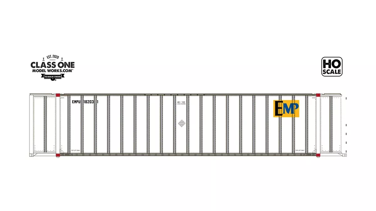 Class One Model Works HO Scale Monon 48′ Container EMPU 182031 / 181702