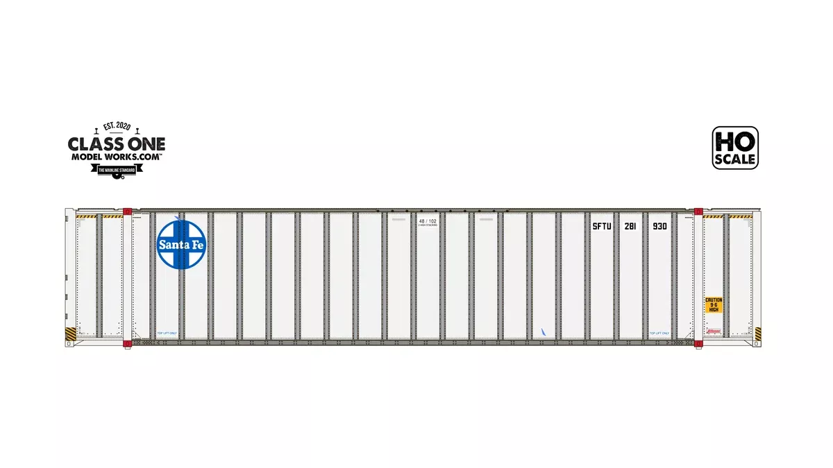 Class One Model Works HO Scale Monon 48′ Container Santa Fe SFTU 283969 / 284013