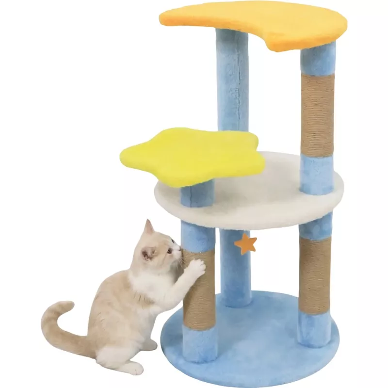 Costway 29″ Cute Modern Cat Tree Star Moon Platforms 51446614 New Blue