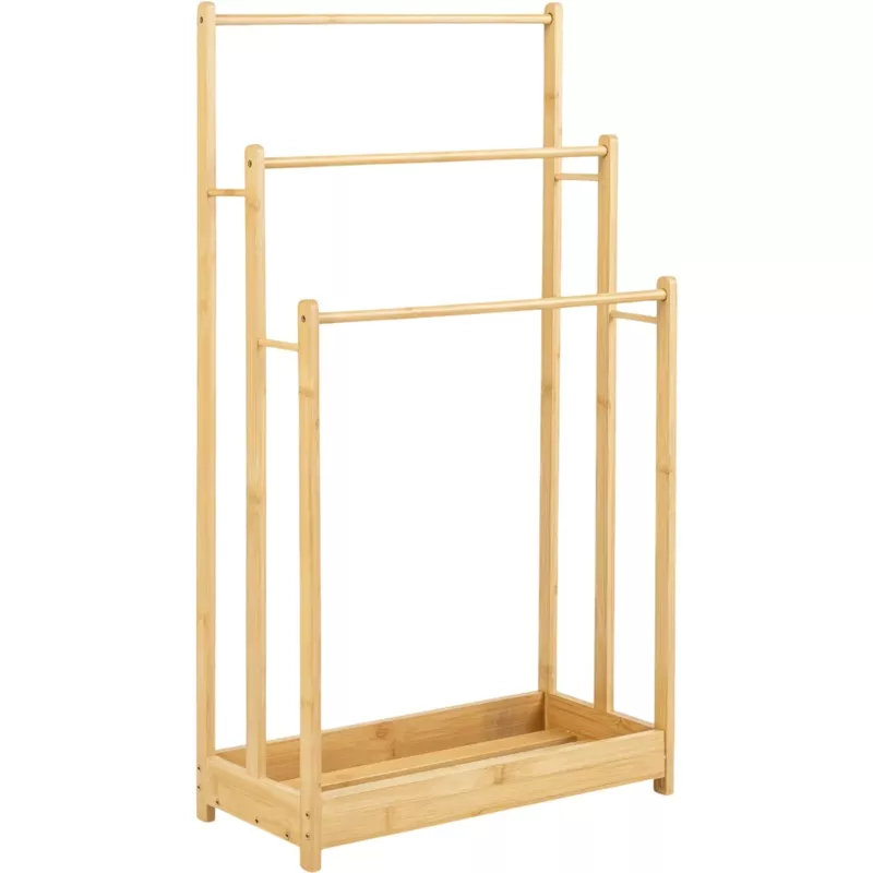 Costway 3-Tier Freestanding Bamboo Towel Rack Storage Shelf 52049736 New