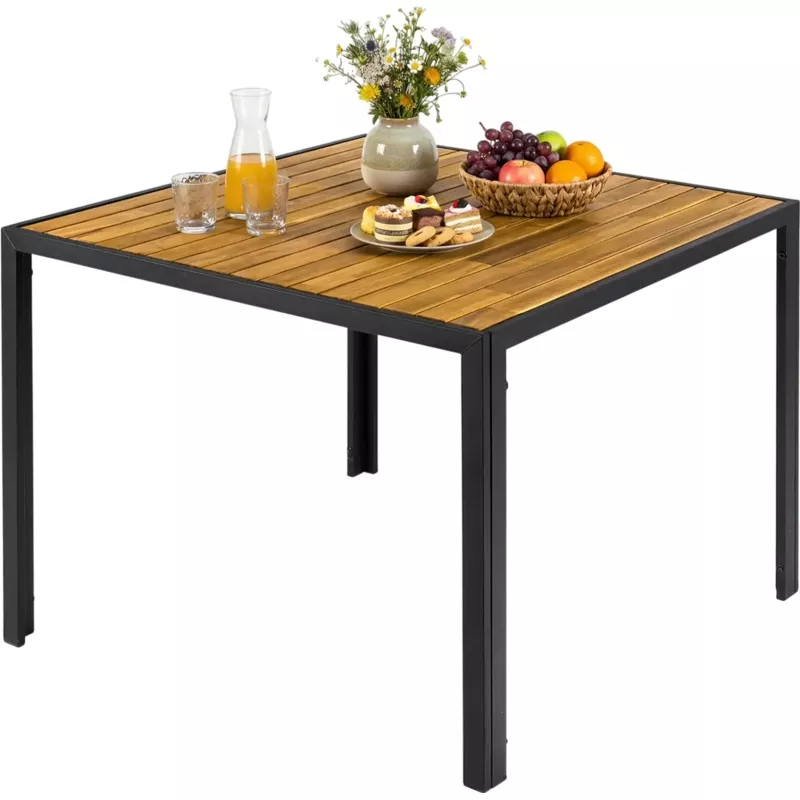 Costway 36″ Square Outdoor Dining Table for 4 Slatted Top Porch 73860308 New