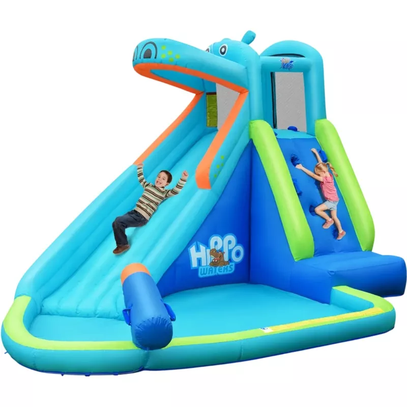 Costway Inflatable Water Pool Splash Slide Hippo 83095471 New