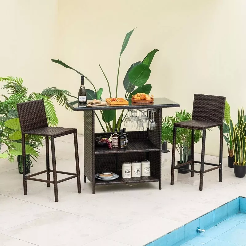 Daisie Outdoor Garden Bistro Bar Dining Set
