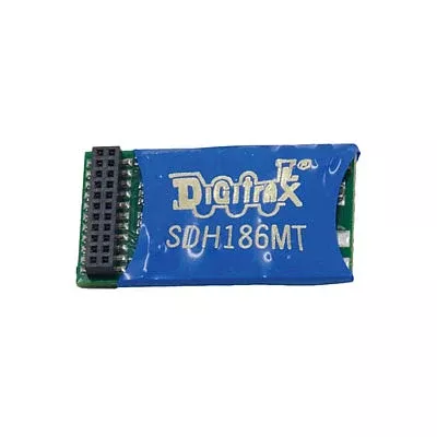 Digitrax SDH186MT HO Scale SDH186MT Sound & DCC Control Decoder w/8-Bit SoundFX & 21MTC Interface — 8 Functions, 2 Selectable Steam & Diesel Sound Schemes, 1-2 Amp Peak