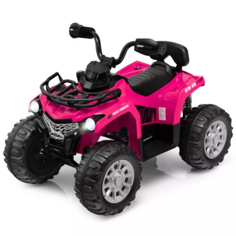 Electric 4-Wheeler Quad for Kids with 2 Speeds, Mp3 Player, and Headlights – Pink
