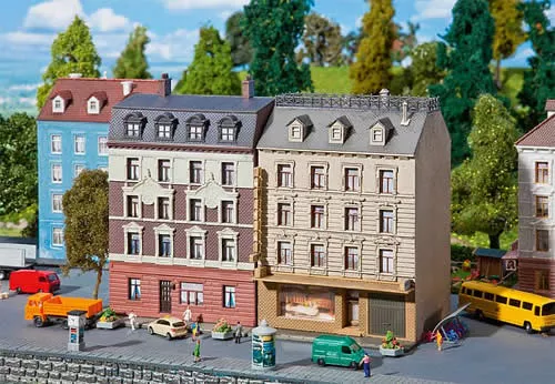 Faller 232312 N Scale Two Town Houses — Kit – Each 3-5/8 x 3-3/8 x 5-1/4″ 9.2 x 8.6 x 13.4cm
