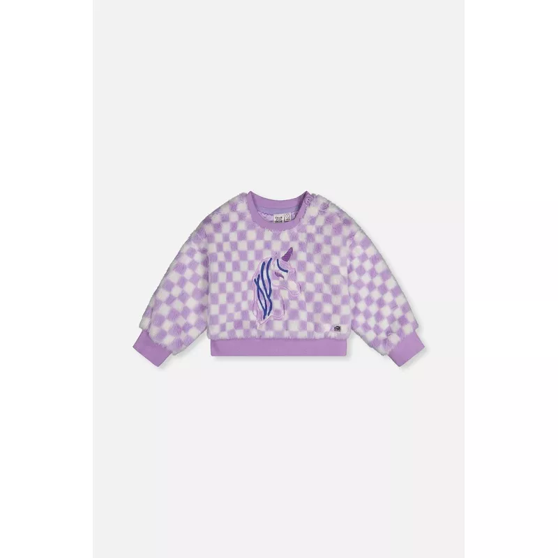 Faux Fur Top Lilac and White Tiles Lilac and White Tiles