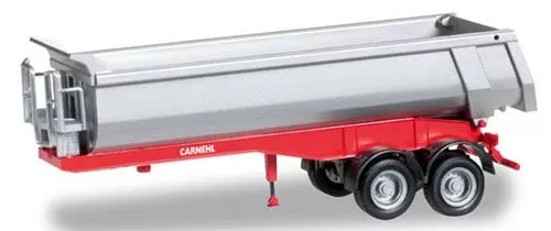 Herpa 76037 HO Scale 2-Axle Dump Trailer - Assembled -- Silver, Red