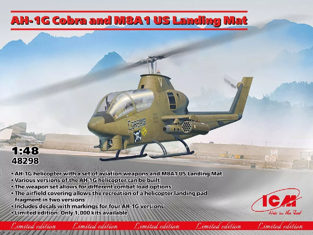 ICM 48298 1/48 AH-1G Cobra and M8A1 US Landing Mat