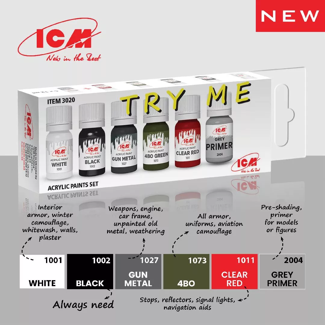 ICM Acrylic Paint Set for TRY ME (612 ml)