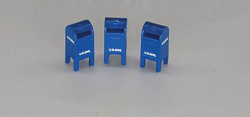 JL Innovative 711 Post-1955 Custom U.S. Street Mailbox -- Blue pkg(3) HO Scale