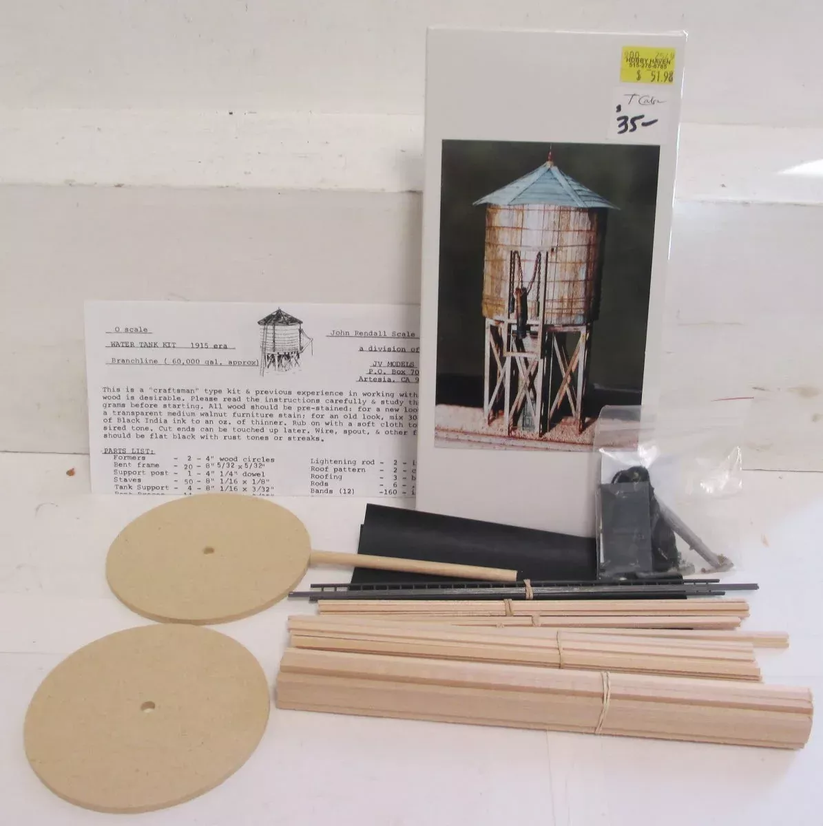 JV Models 4012 O Scale Branchline Water Tower Building Kit