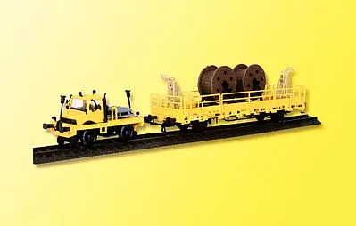 Kibri 16062 HO Scale Maintenance/Work Train Equipment (Nonpowered Plastic Kits) — Mercedes Hyrail Unimog w/Catenary Wire Repair Flatcar