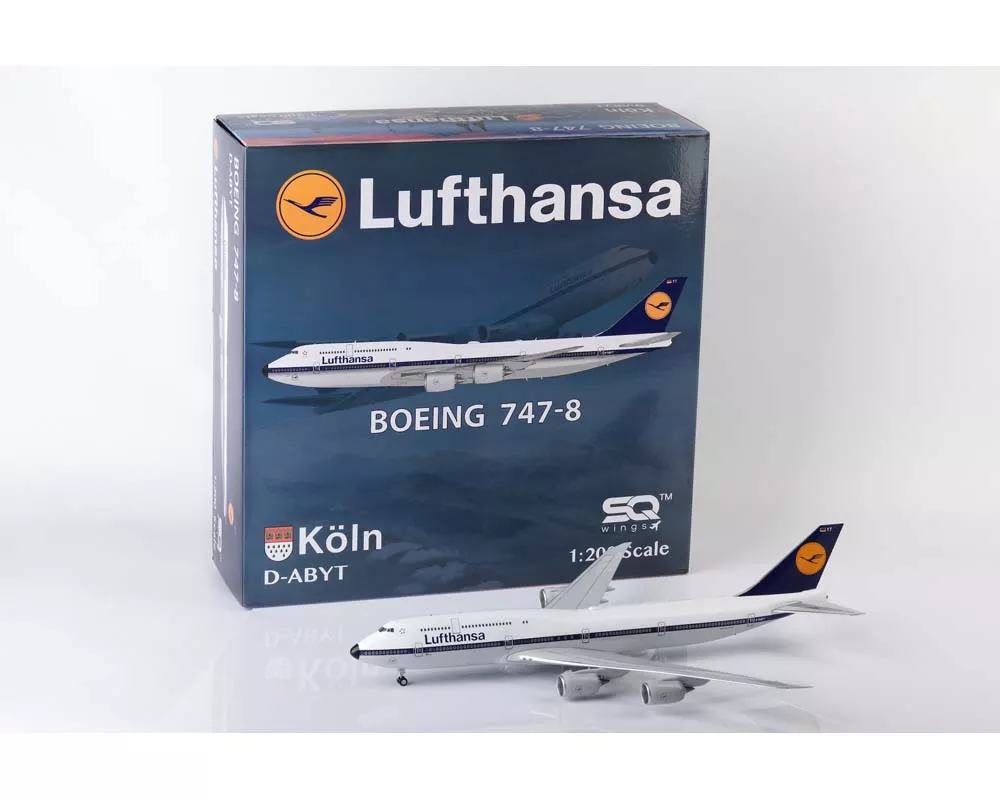 Lufthansa Boeing 747-8 D-ABYT flaps down w/stand 1:200 Scale SQ Wings SQ-L2056FD
