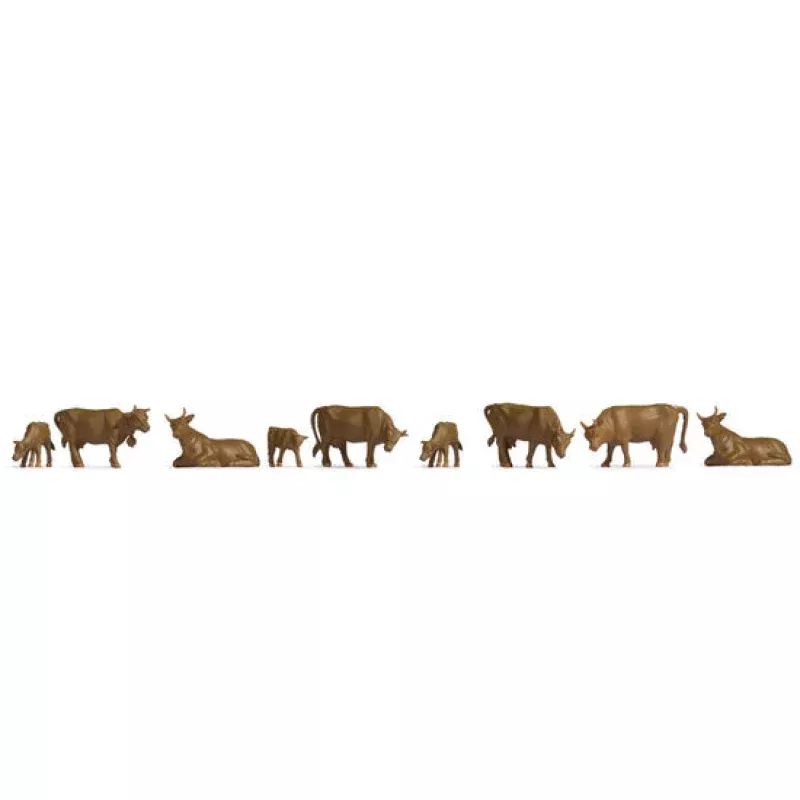 Noch N 38216 Figures & Signs Brown Cow Figures (Set of 9)