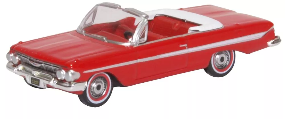 Oxford Diecast Chevrolet Impala 1961 Convertible Roman Red/white