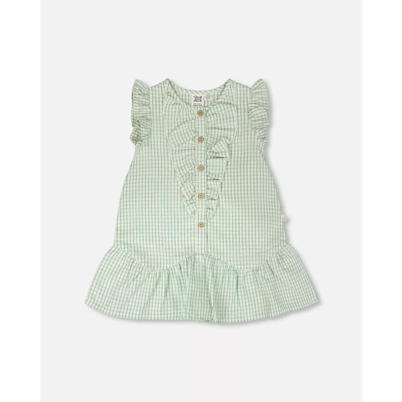 Plaid Poplin Dress Green