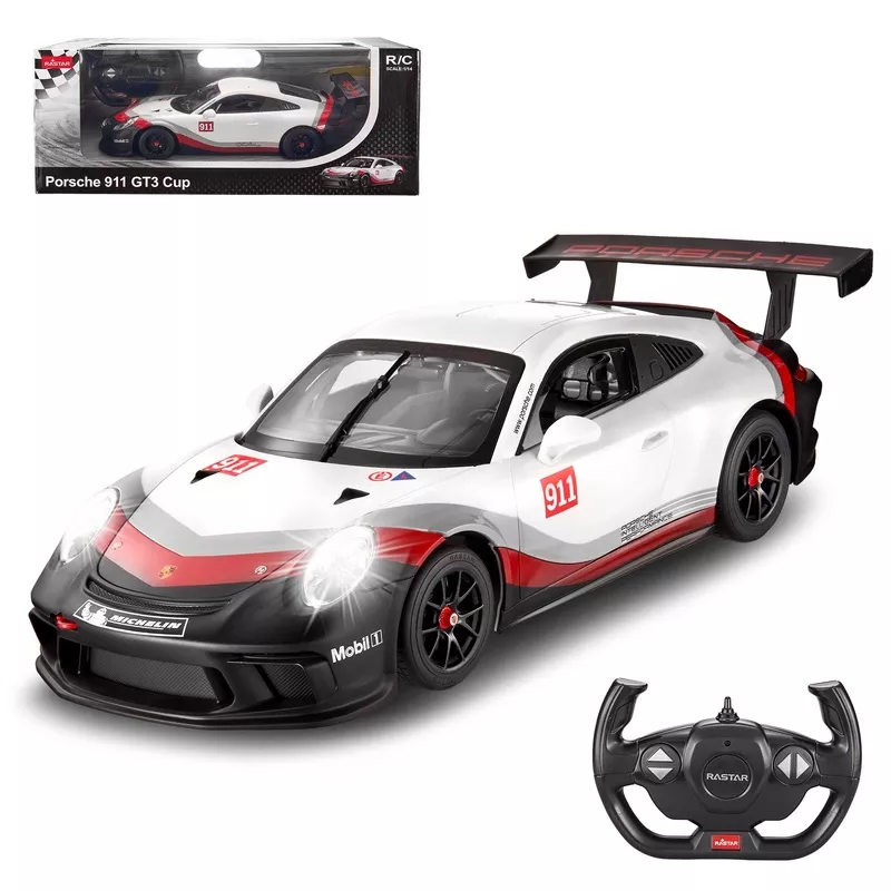 Porsche 911 GT3 CUP RC Car 1/14 Scale Licensed Remote Control Toy Car with Working Lights by Rastar