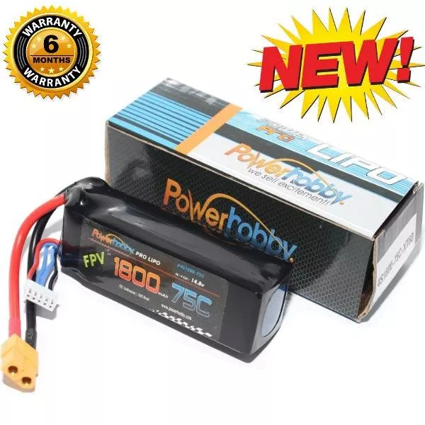 Powerhobby 4S 14.8V 1800mAh 75C Lipo Battery with XT60 Connector