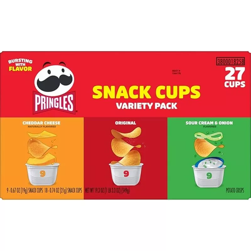 Pringles Snack Stacks Potato Crisps Variety Pack 27 Cups Original Cheddar Cheese Sour Cream and Onion
