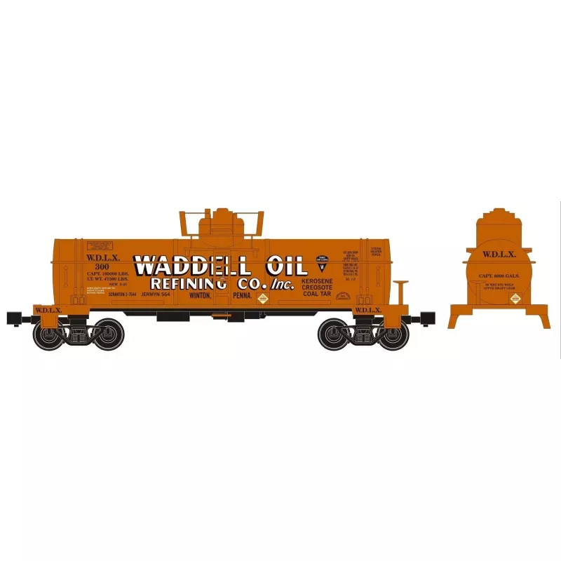 Ready Made Trains O 96886 8,000 Gallon Single Dome Tank Car, Waddel Oil Refining Co.
