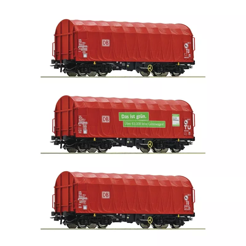 Roco 76011 H0 Sliding Tarpaulin Cars, 3 cars, Ep. VI, DB AG