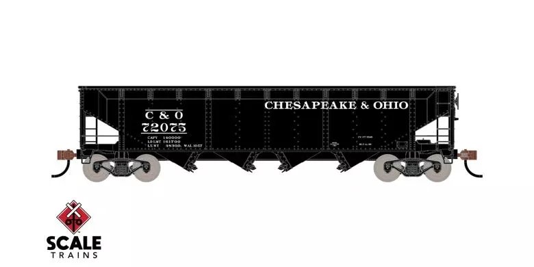 ScaleTrains Kit Classics 1207 70 Ton 4 Bay Open Hopper Chesapeake & Ohio C&O 72557